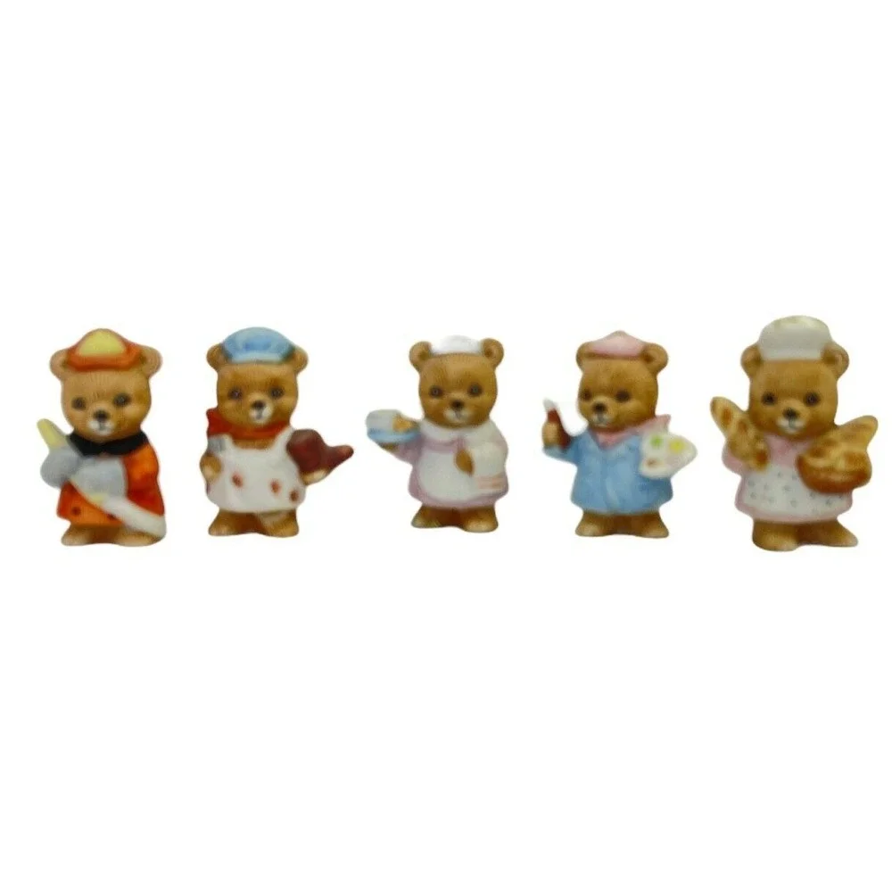 5 Homco Career Professional Bears Home Interior Figurines #8820 Fireman‎ Baker